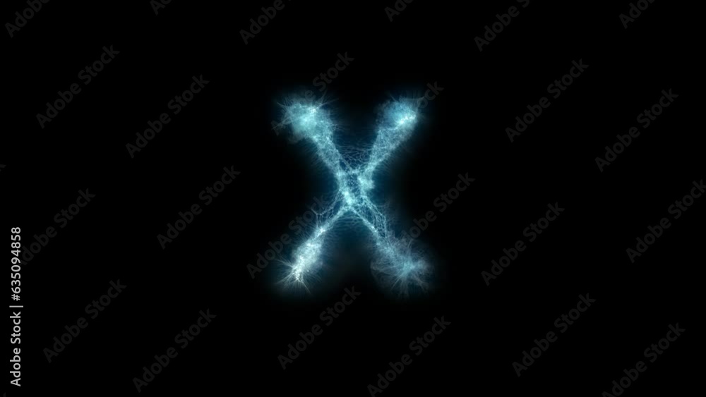 The appearance and disappearance of the letter X, consisting of abstract energy. The appearance and disappearance of the letter X, consisting of abstract energy.
