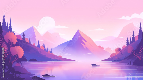 Hand-painted cartoon beautiful landscape illustration background material 