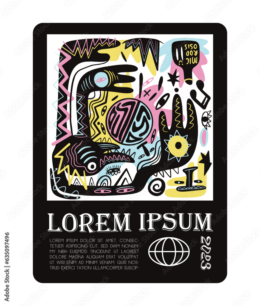 Fototapeta premium traditional symbols and orrnamet Illustration doodle art trendy design 