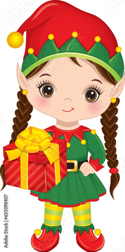 Vector Cartoon image of Cute Little Elf Girl