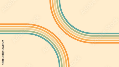 Abstract background of rainbow groovy Wavy Line design in 1970s Hippie Retro style. Vector pattern ready to use for cloth, textile, wrap and other.