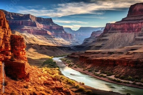 Stunning view into a landscape looking like the Grand Canyon.