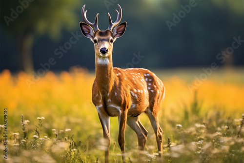 roe deer gallop across the field