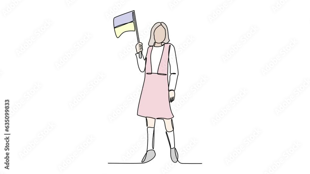 Animated self drawing of school uniform in Ukraine with white background. Fashion education concept illustration in simple linear animation. School uniform concept design with full length animation. Animated self drawing of school uniform in Ukraine with white background. Fashion education concept illustration in simple linear animation. School uniform concept design with full length animation.