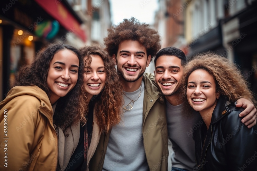 Friends Enjoying Outdoor Together. Generative AI