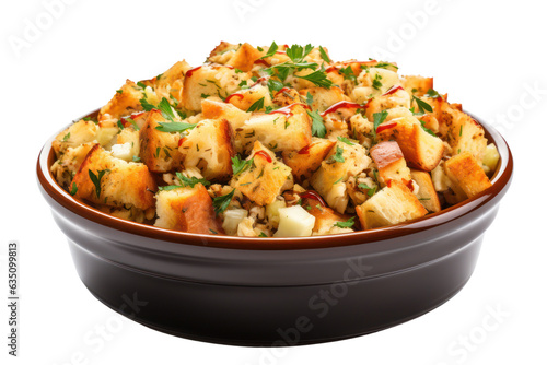 Turkey stuffing isolated on white transparent background, PNG. Thanksgiving holiday side dish 