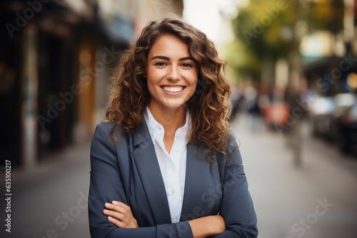 Young Happy Business woman. Generative AI