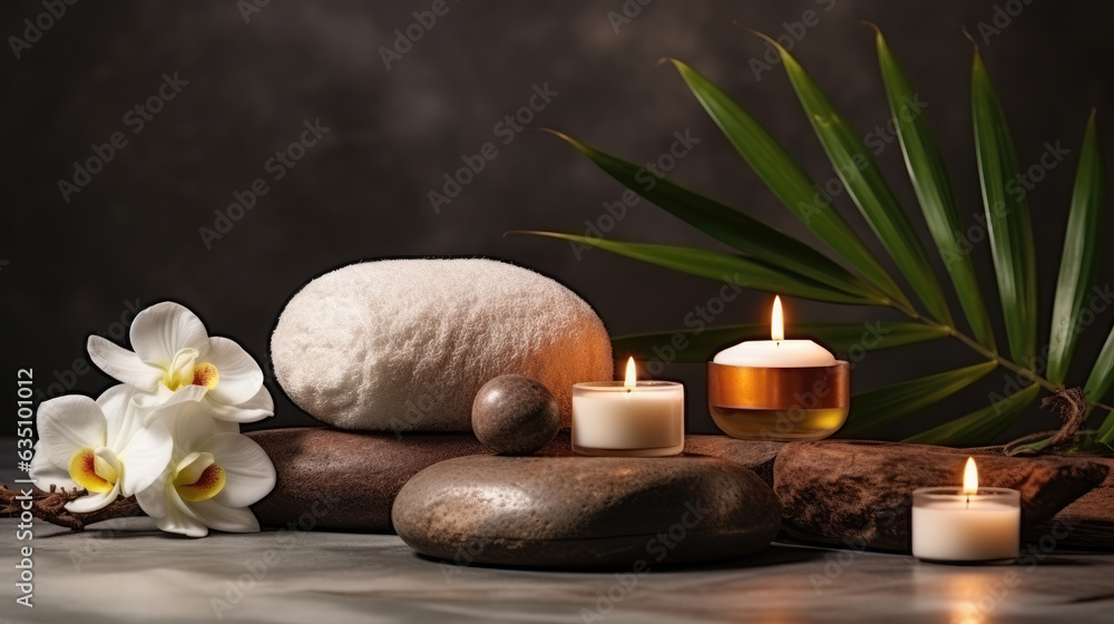 SPA Still Life with Candles and Stones
