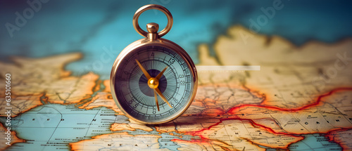 Global Navigation: Magnetic Compass and Pinpointed Location on Map