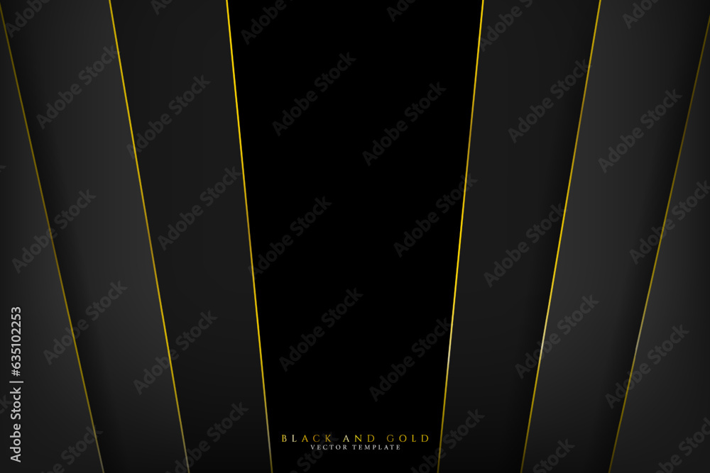 Black Art Deco Geometric Background Interior with elegant line designs
