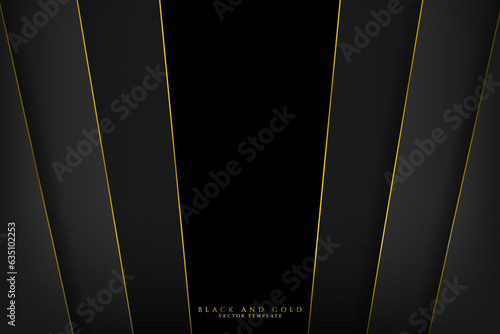 Black Art Deco Geometric Background Interior with elegant line designs. Premium Art Deco black design with copy space. For poster, banner, website, flyer, presentation, wallpapers, designs. Vector
