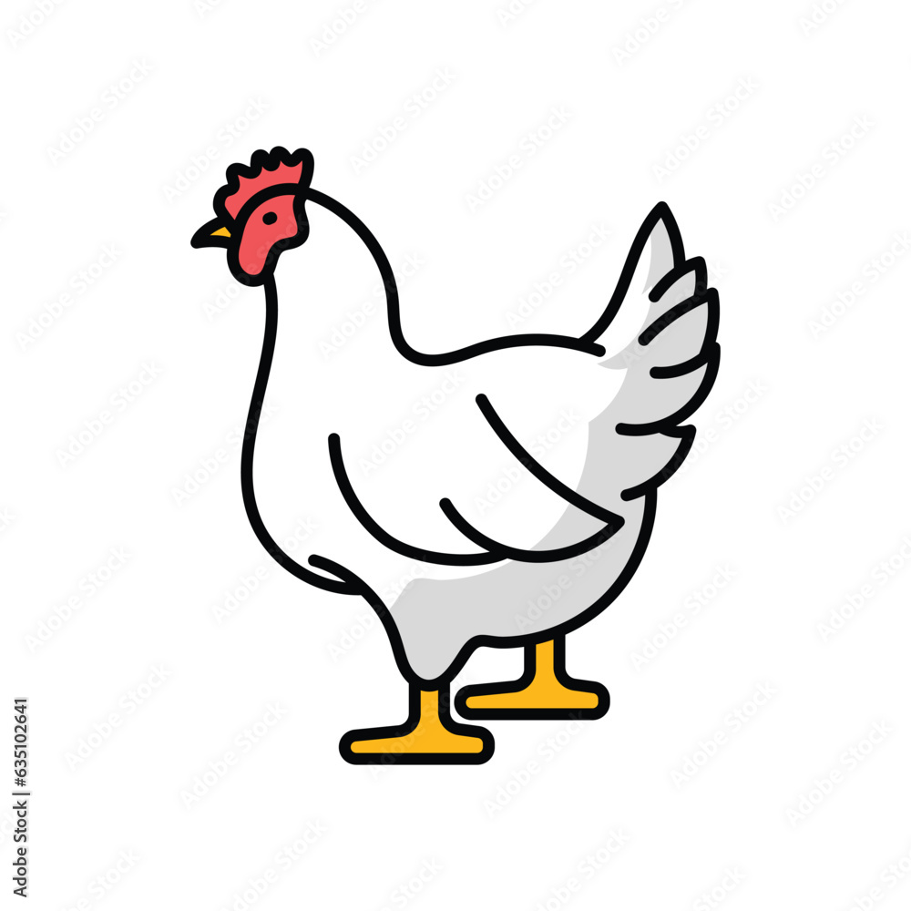 Chicken icon vector stock illustration.