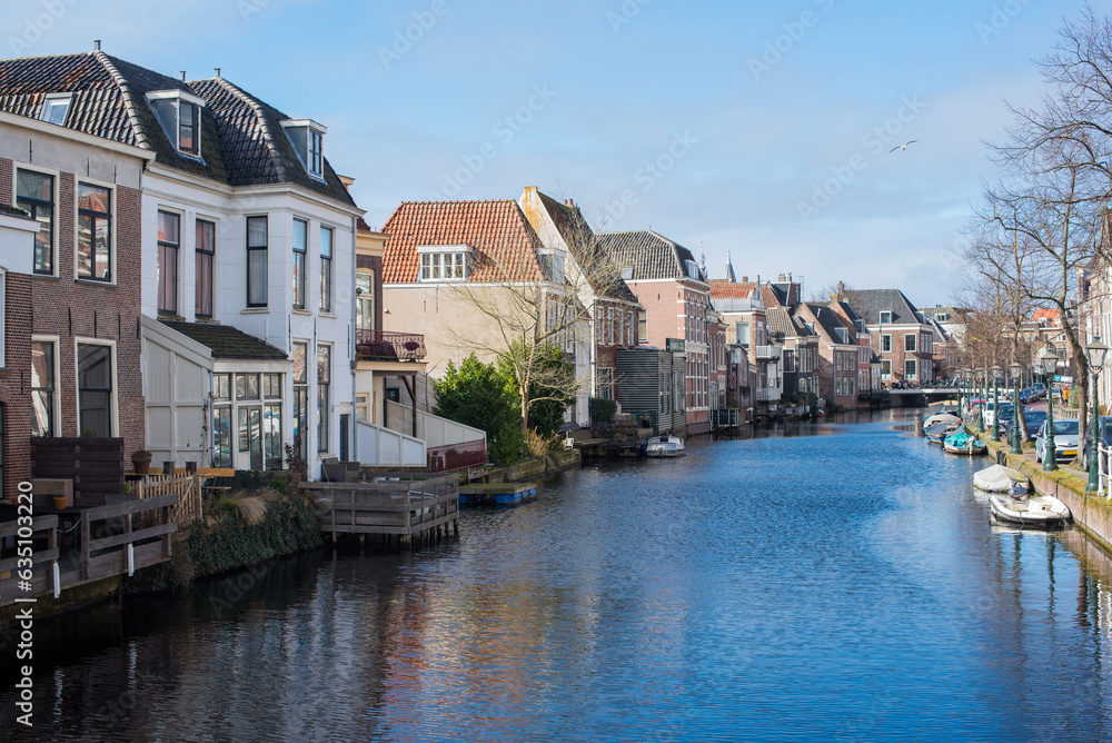 canal and houses in the town in the Netherlands