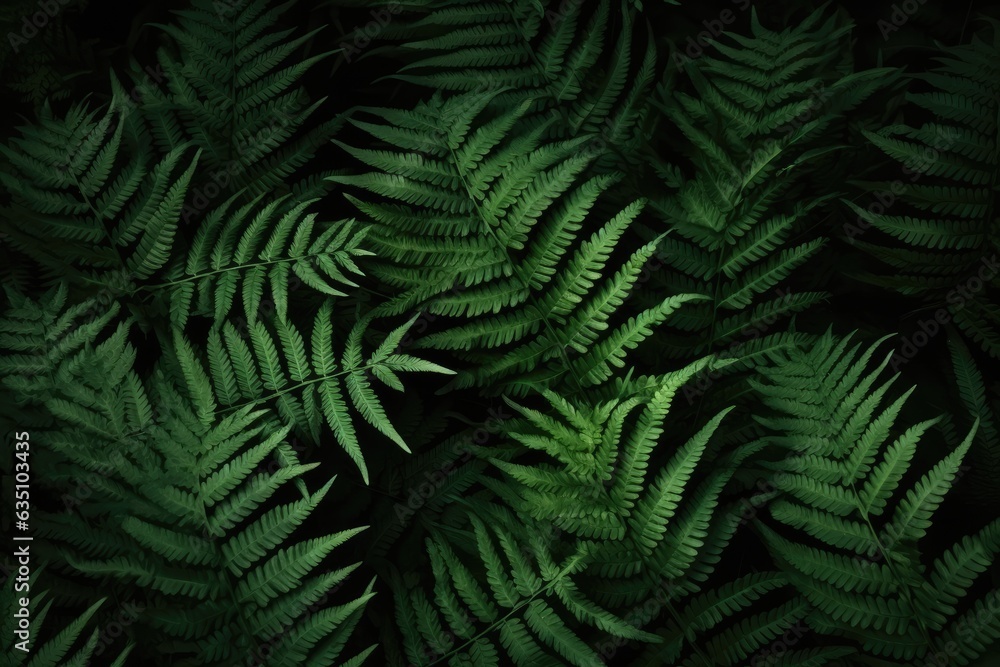 Dark green fern leaves. Fern leaf pattern. Tropical