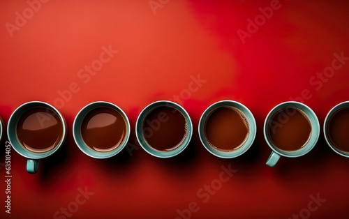  aerial view of various coffee cups made with generative ai technology