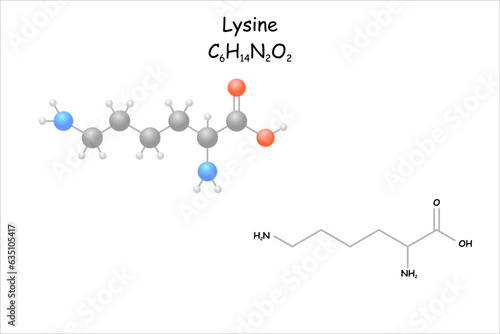 Stylized molecule model/structural formula of lysine photo