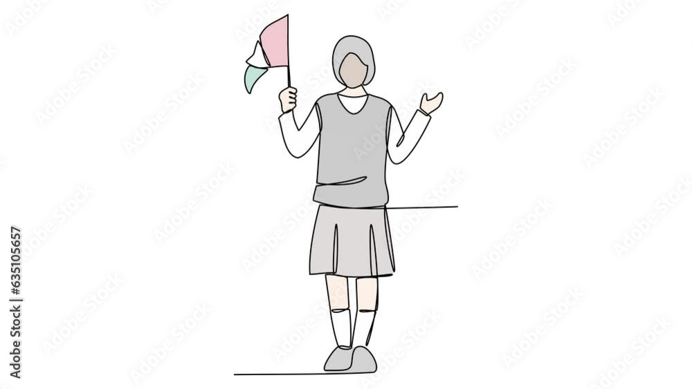 Animated self drawing of school uniform in Mexico with white background. Fashion education concept illustration in simple linear animation. School uniform concept design with full length animation. Animated self drawing of school uniform in Mexico with white background. Fashion education concept illustration in simple linear animation. School uniform concept design with full length animation.