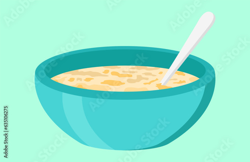 Oatmeal porridge in a bowl isolated vector artwork