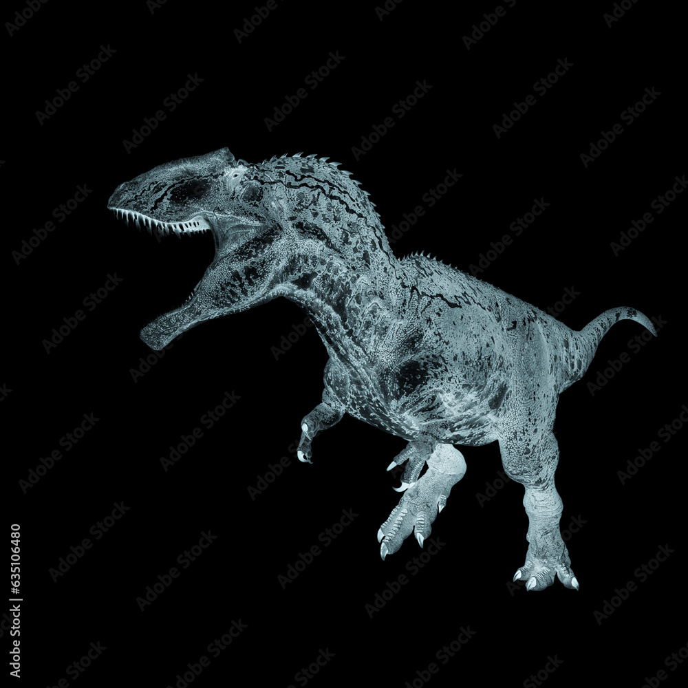 giganotosaurus is running on white background