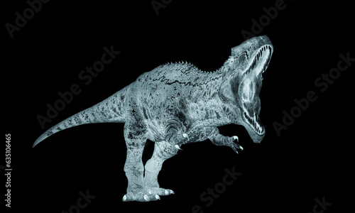 giganotosaurus is intimidating the others on white background side view photo