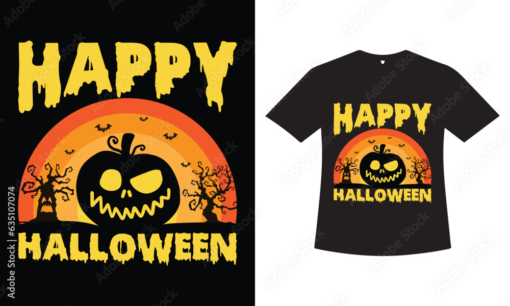 Happy Halloween t-shirt design Template vector image.