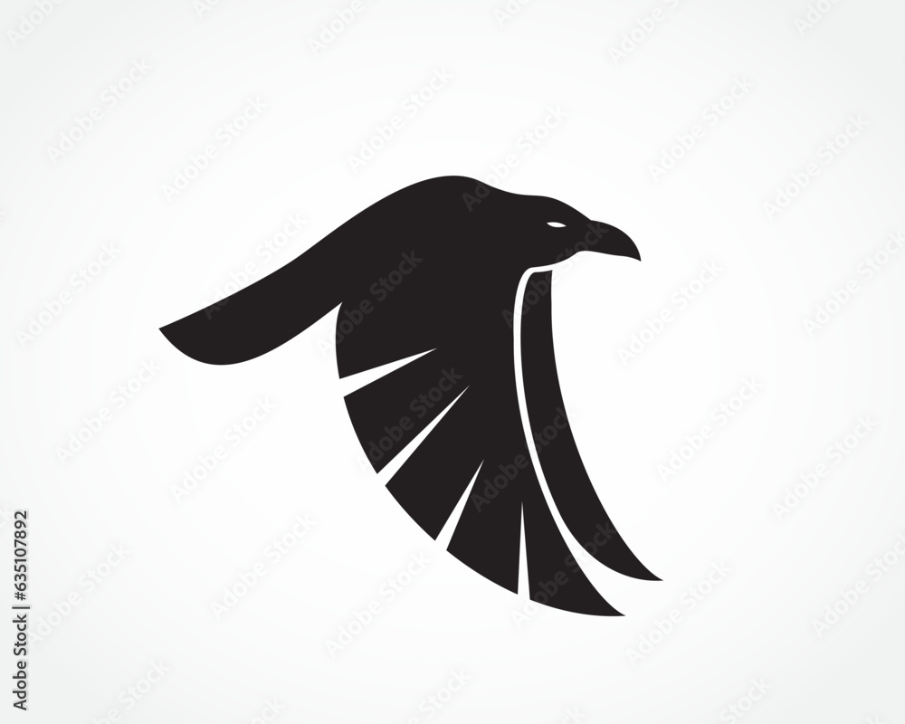 simple abstract flying raven bird logo symbol design template illustration inspiration simple abstract flying raven bird logo symbol design template illustration inspiration
