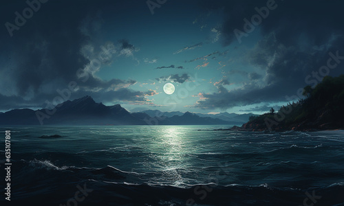 moon over ocean  moon over the sea  Moonlit Ocean Waves  Blue Moon Reflections on Water  Moonlight and Sea Waves