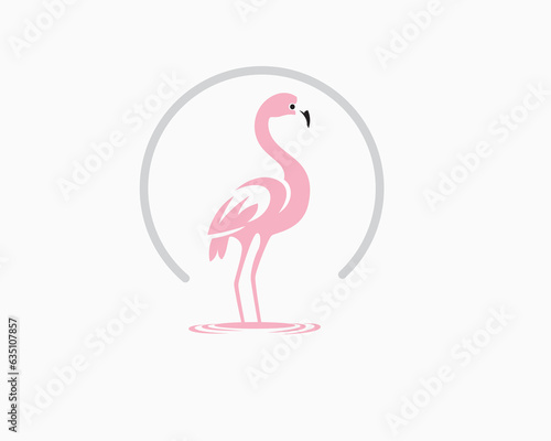 stand flamingo circle logo template illustration inspiration