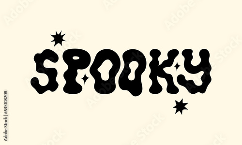 Spooky lettering word on isolated background. Halloween vector illustration. Floating wavy text