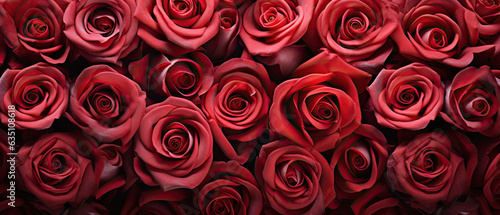 fondo con numerosas  rosas rojas formando una pared decorativa  concepto celebraciones  San Valentin  dia de la madre aniversarios y cumplea  os