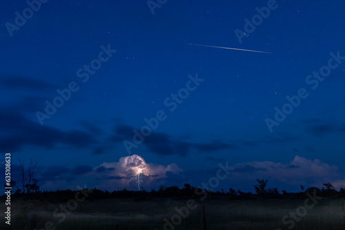 Meteor During Lightning Storm