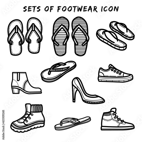 Footwear icon vector collection set
