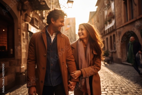 A young couple exploring the streets of an old European city. AI ©  Creative_studio