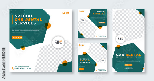 Car Rental and Services Social Media Post for Online Marketing Promotion Banner, Story and Web Internet Ads Flyer