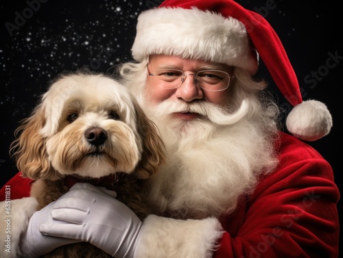 santa claus with dog