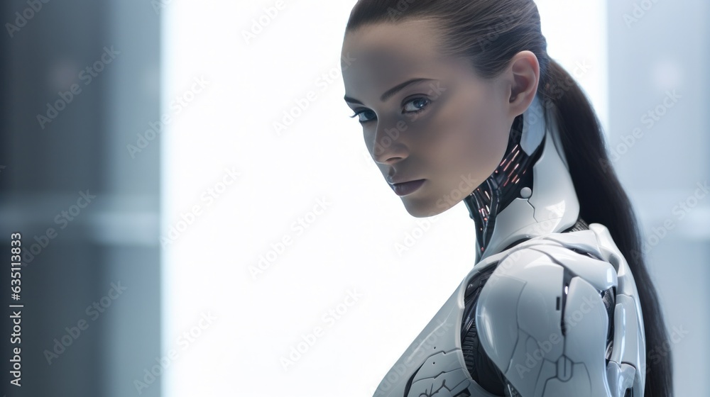 Human Looks Bot The robot looks like a beautiful human woman except for its face, which ...