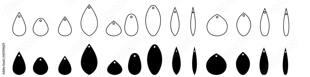 Earrings icon vector set. Teardrop earrings illustration sign collection. Bijouterie symbol or logo. Earrings icon vector set. Teardrop earrings illustration sign collection. Bijouterie symbol or logo.