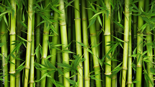 Young tropical bamboo shoots illustration. Green bamboo background. Tropical forest tree Asian jungle .