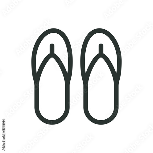 Summer sandals isolated icon, flip flops pair vector icon with editable stroke