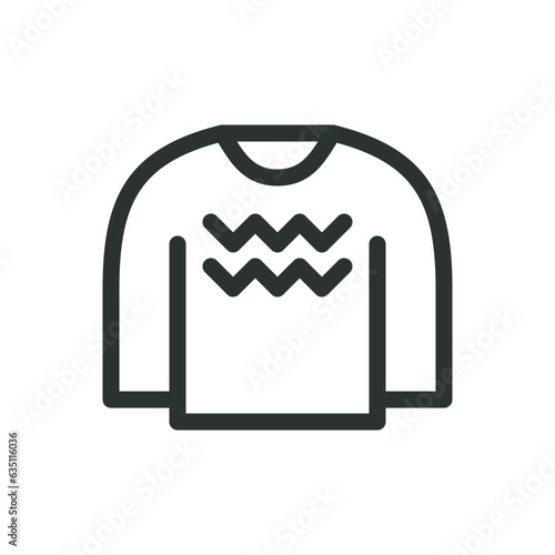 Knitted sweater isolated icon, pullover vector icon with editable stroke