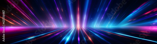 Different Cyan, Purple Light Rays in Motion: Banner with Various Light Ray Movements