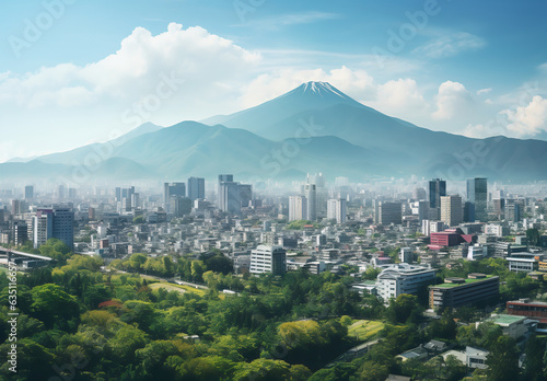 富士山と街並み風景
