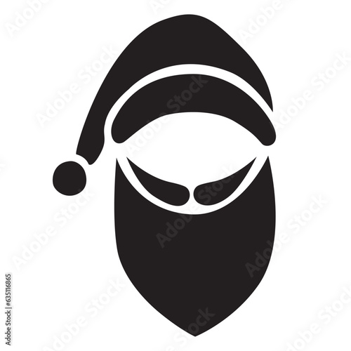 Santa icon. Sihouette with moustache and beards. Christmas elements for your festive design. Vector
