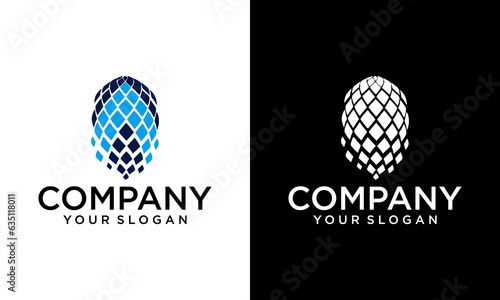 template vektor ikon logo roket. abstract rocket vector with combination of two dark and light gradations. logos can be used for tech and gaming industry companies.