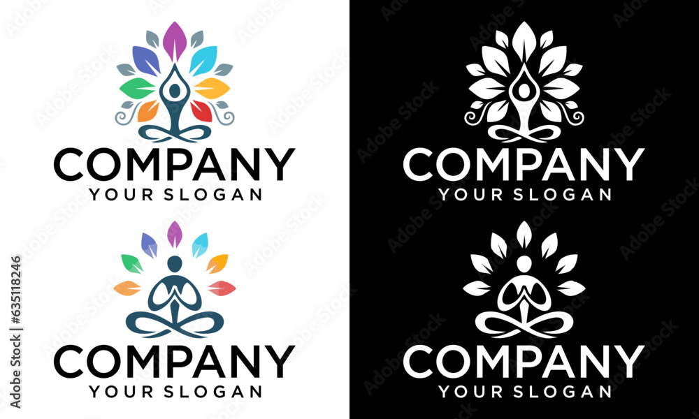 Lotus flower logo with human silhouette