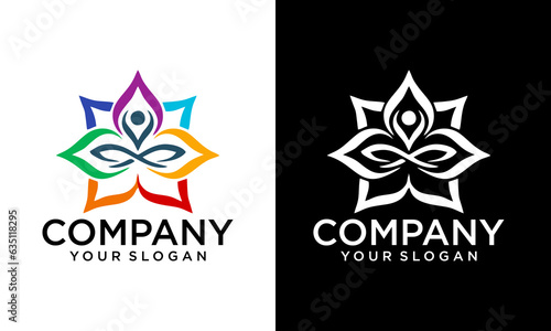 Lotus flower logo with human silhouette