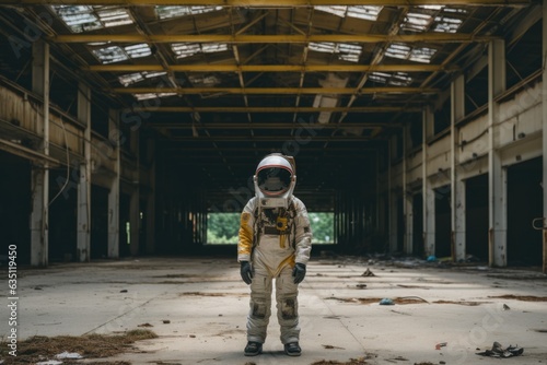 An astronaut standing in the city. Generative AI © Natee Meepian