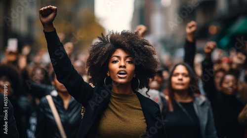 black women rally on the streets of large cities  photo