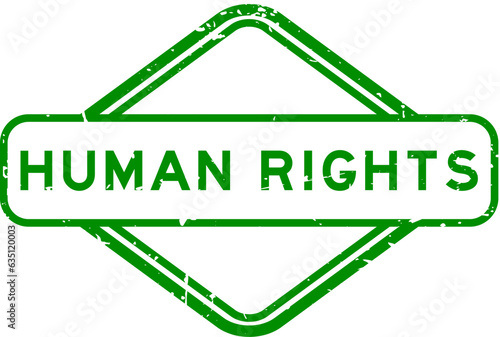 Grunge green human rights word rubber seal stamp  on white background