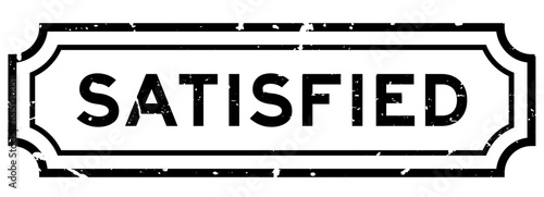 Grunge black satisfied word rubber seal stamp on white background